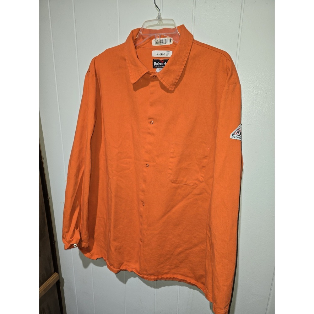 Bulwark FR Shirt Mens Orange XL L/S Heavy Duty Workwear Button Down Shirt XL